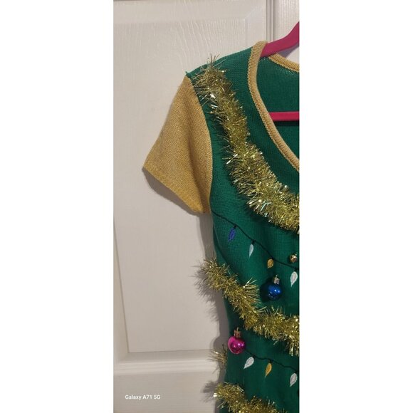 Christmas Tree Sweater Dress Medium Ugly Christmas Sweater NWT M7-9 Embroidered - Picture 2 of 9
